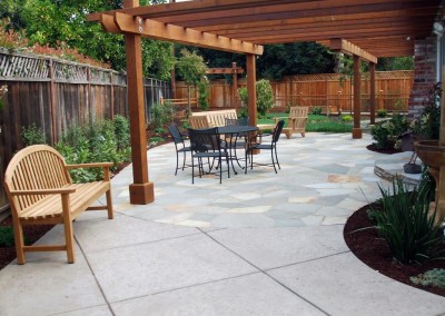 Flagstone patio & redwood arbor_full